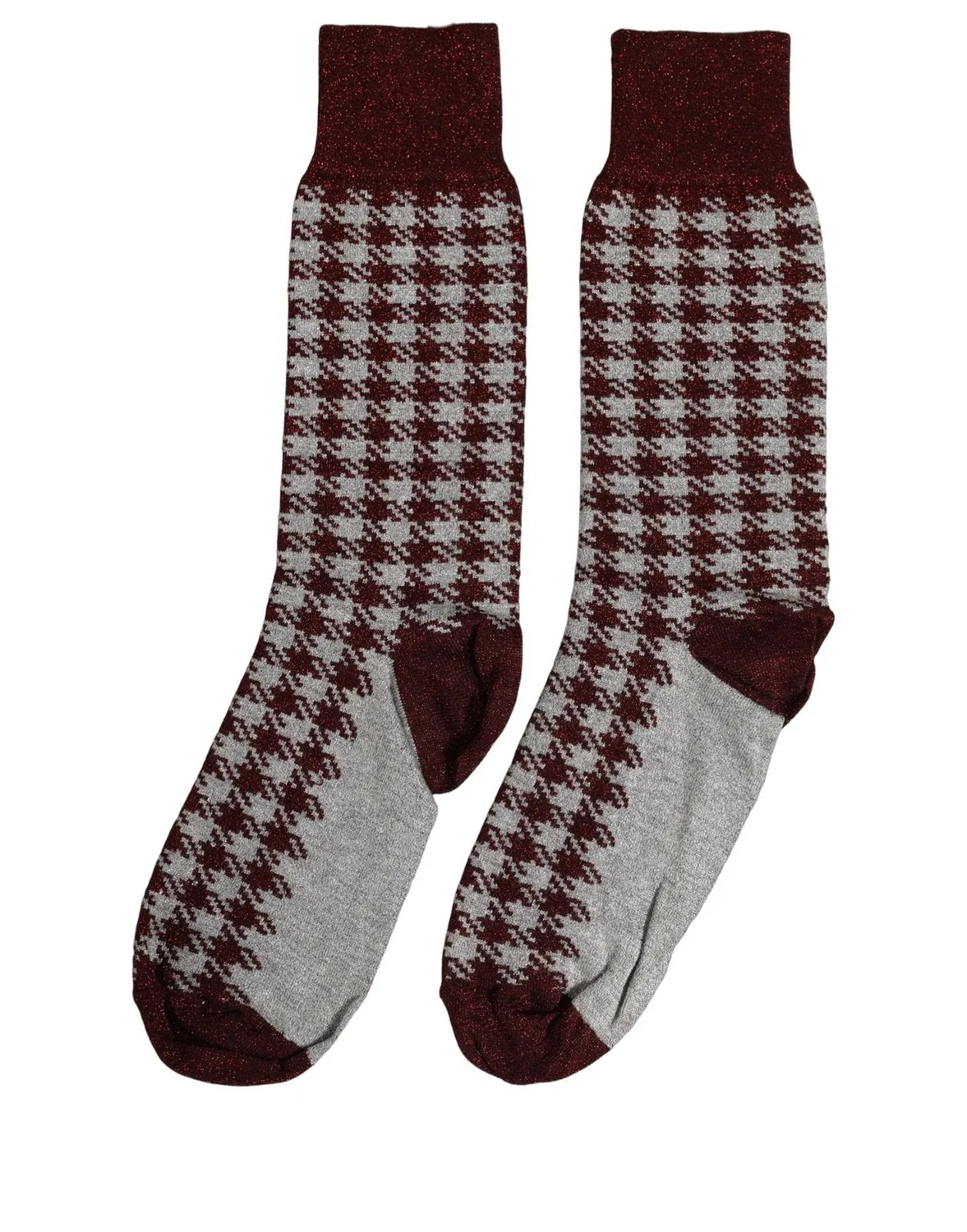 Женские носки с узором гусиная лапка Mid Calf Dolce & Gabbana, Maroon Gray — фото 2