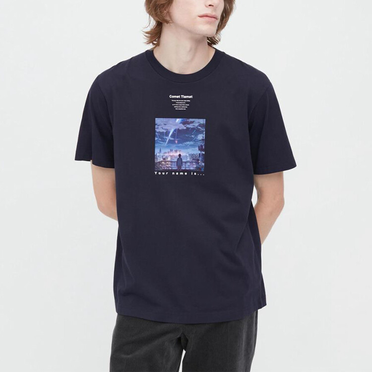 Футболка X Makoto Shinkai SS23 унисекс темно-синяя Uniqlo, темно-синий — фото 2