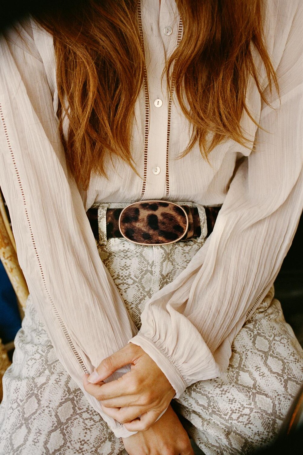 

Кожаный ремень с животным принтом ZARA, цвет leopard