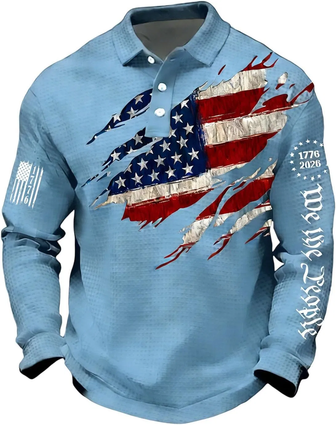 Поло мужское с длинным рукавом, USA, C-light Blue