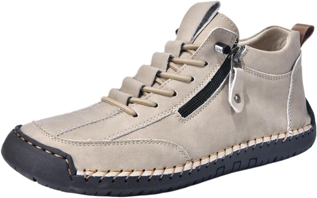 

Мужские повседневные кожаные туфли-ботинки на щиколотку Чукка, ручная работа, с боковой молнией, средние, слипоны, лоферы, модные, легкие, для ходьбы и вождения, высокие ботинки Hhhchpm, бежевый