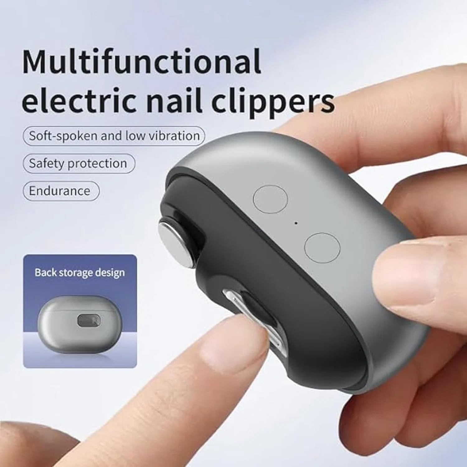 Электрическая машинка для стрижки ногтей Fanyil Easyclip с LED-подсветкой, черная Waqqys, Black — фото 2