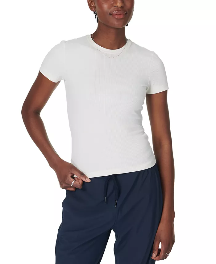 

Женская компрессионная футболка Explorer с круглым вырезом и рубчиком Sweaty Betty, белый