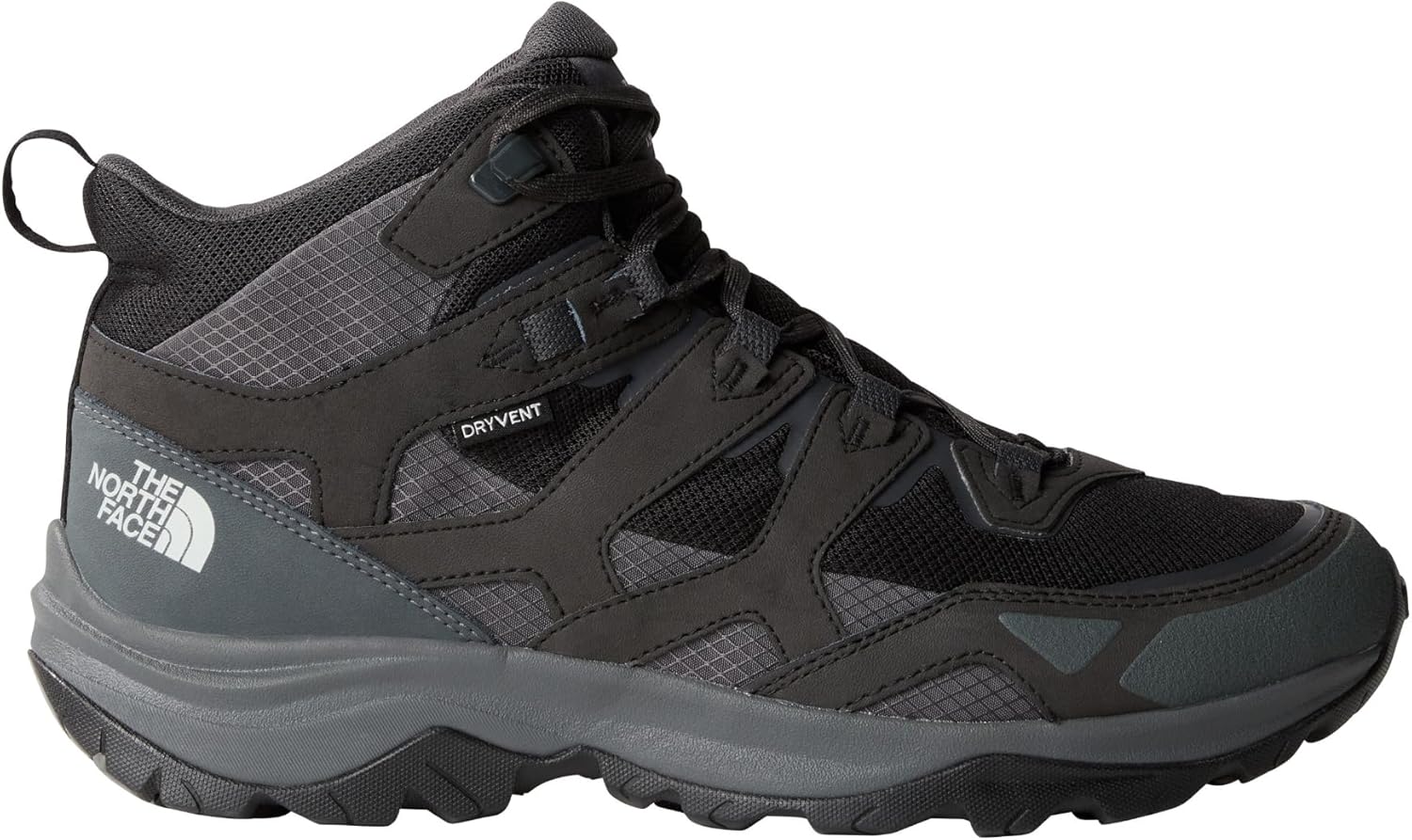 Мужские водонепроницаемые походные ботинки THE NORTH FACE Hedgehog 3 Mid, Верх из кожи рипстоп, резиновая подошва, черный/серый — фото 2