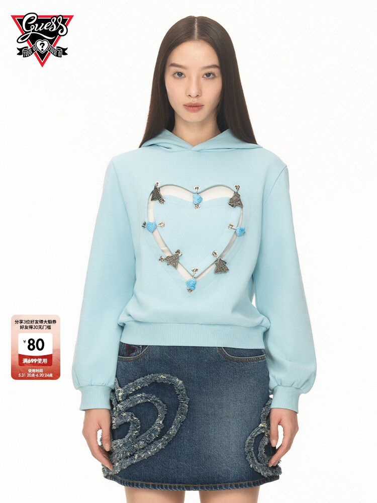 

Свитшот Guess с декоротивными булавками, голубой