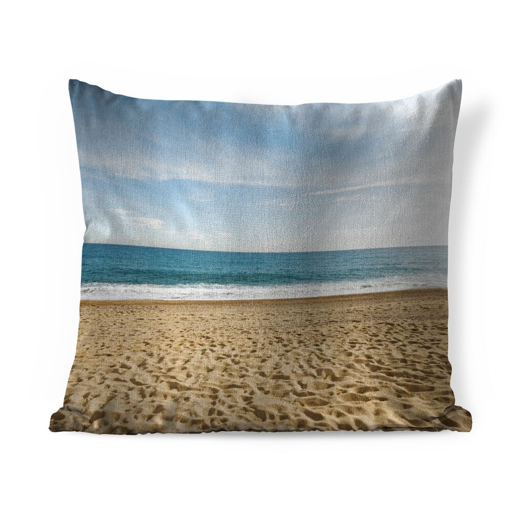 

MuchoWow Tropical Beaches - Следы на песке на тропическом пляже - 60x60 см - Чехол на подушку - хлопчатобумажная ткань - Декоративные чехлы на подушки