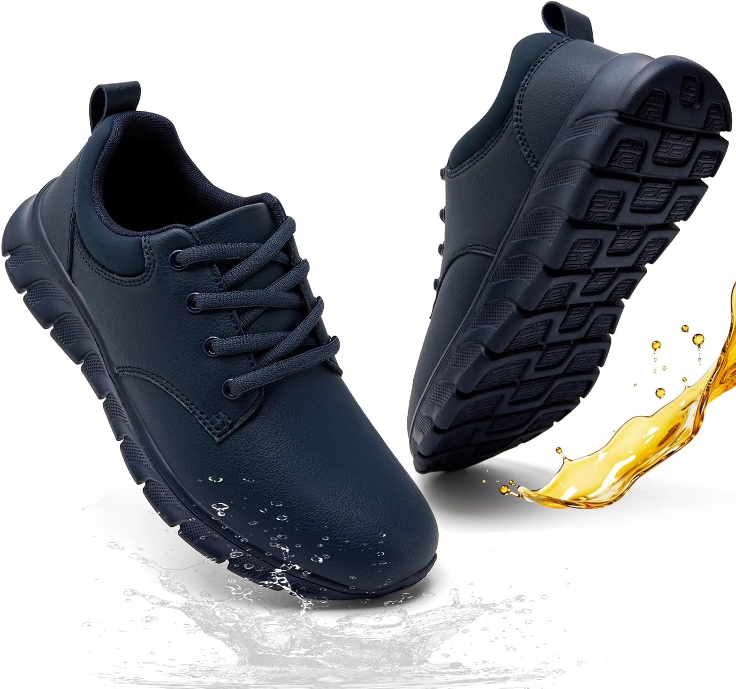 

Мужские туфли с противоскользящей подошвой, водонепроницаемые, маслостойкие, из ПУ-кожи, для работы в ресторанах и на кухне, удобные кроссовки для ходьбы, легкие, стильные, повседневные офисные туфли Ytatsp, темно-синий