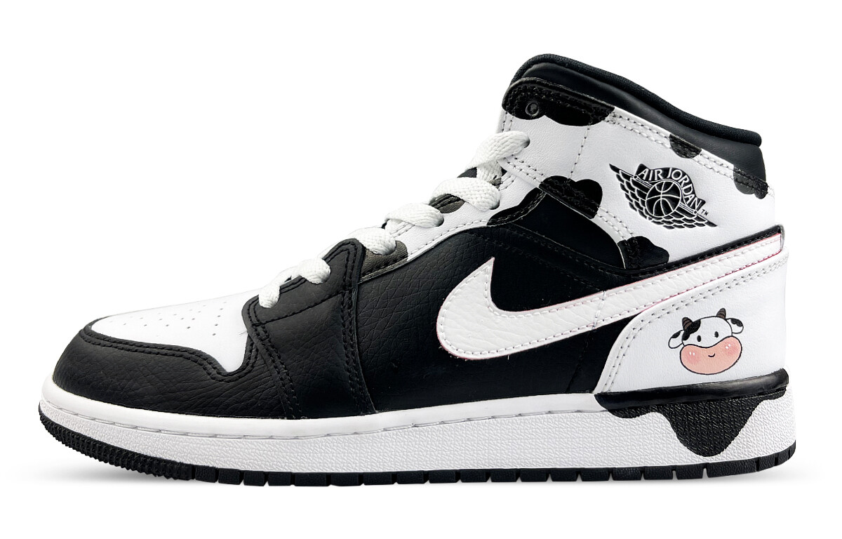 

Кроссовки Air Jordan 1 Vintage Basketball Shoes Women's Mid-top Black, белый