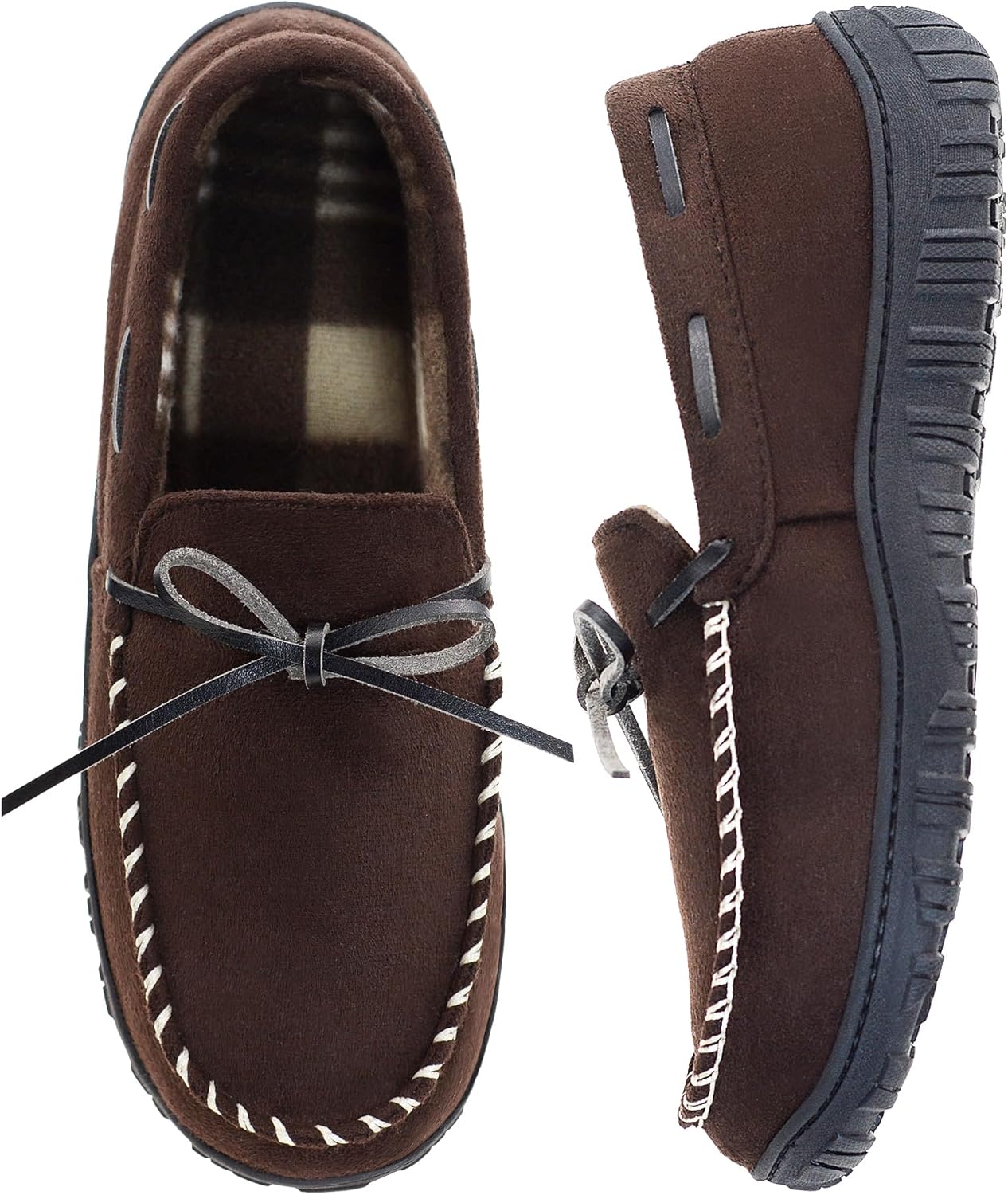 

Мокасины VLLy для мужчин с дышащей стелькой из пены с эффектом памяти, домашние тапочки для использования в помещении и на улице, коричневый