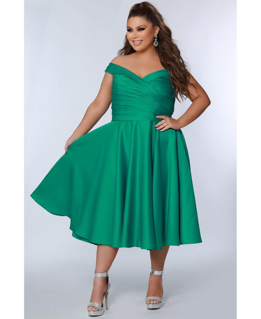 

Женское вечернее платье больших размеров с открытыми плечами и плиссировкой Celebrations by Sydney's Closet, Emerald