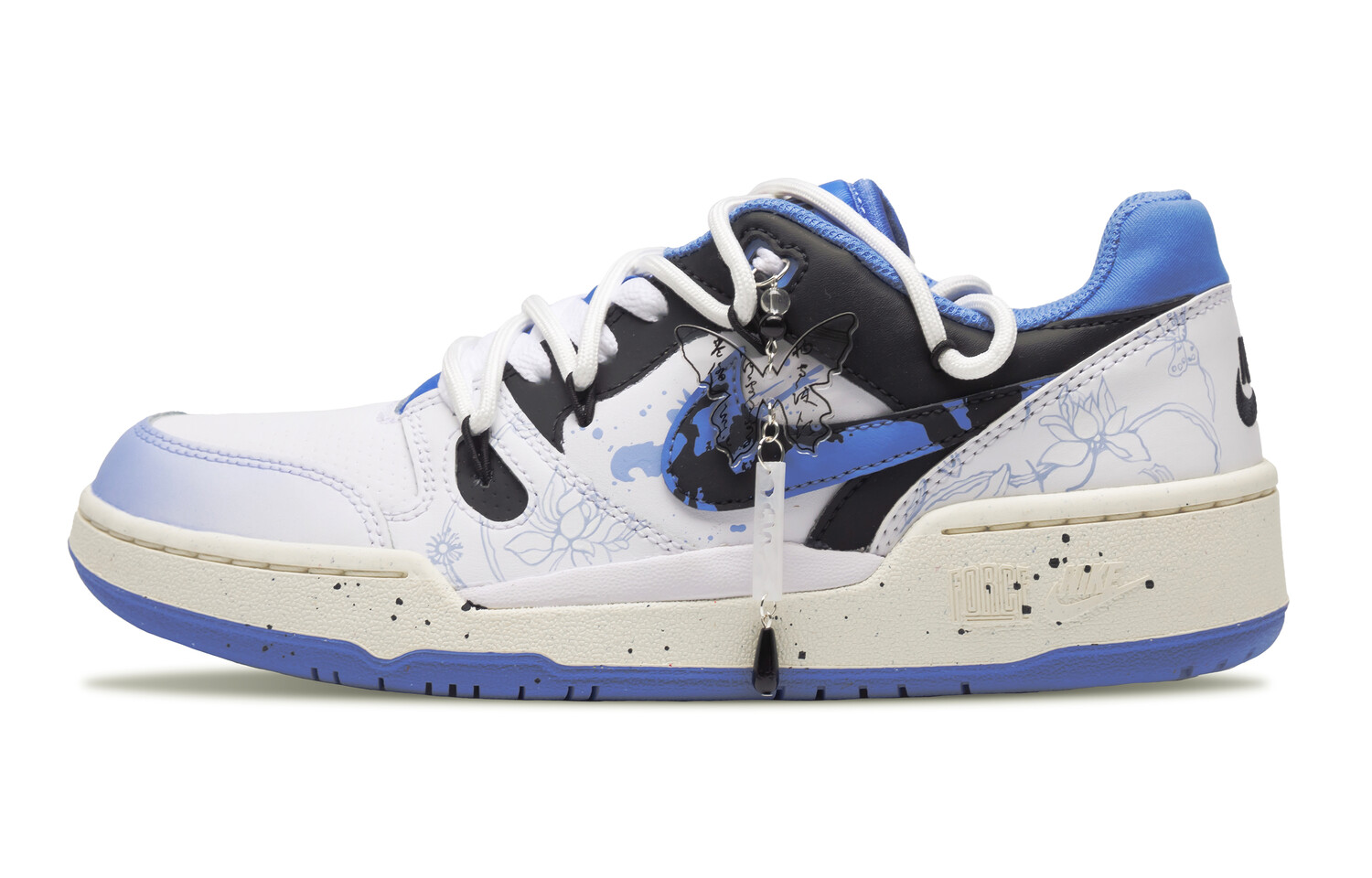 

Кроссовки Nike Full Force Skateboarding Shoes Men Low-top University Blue/Black/White, синий