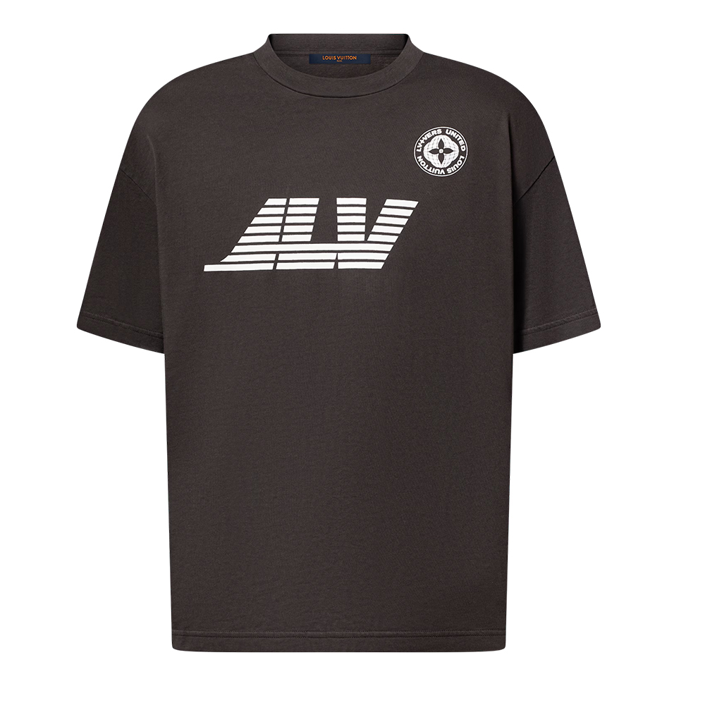

Постиранная футболка из хлопка с принтом LOUIS VUITTON, коричневый