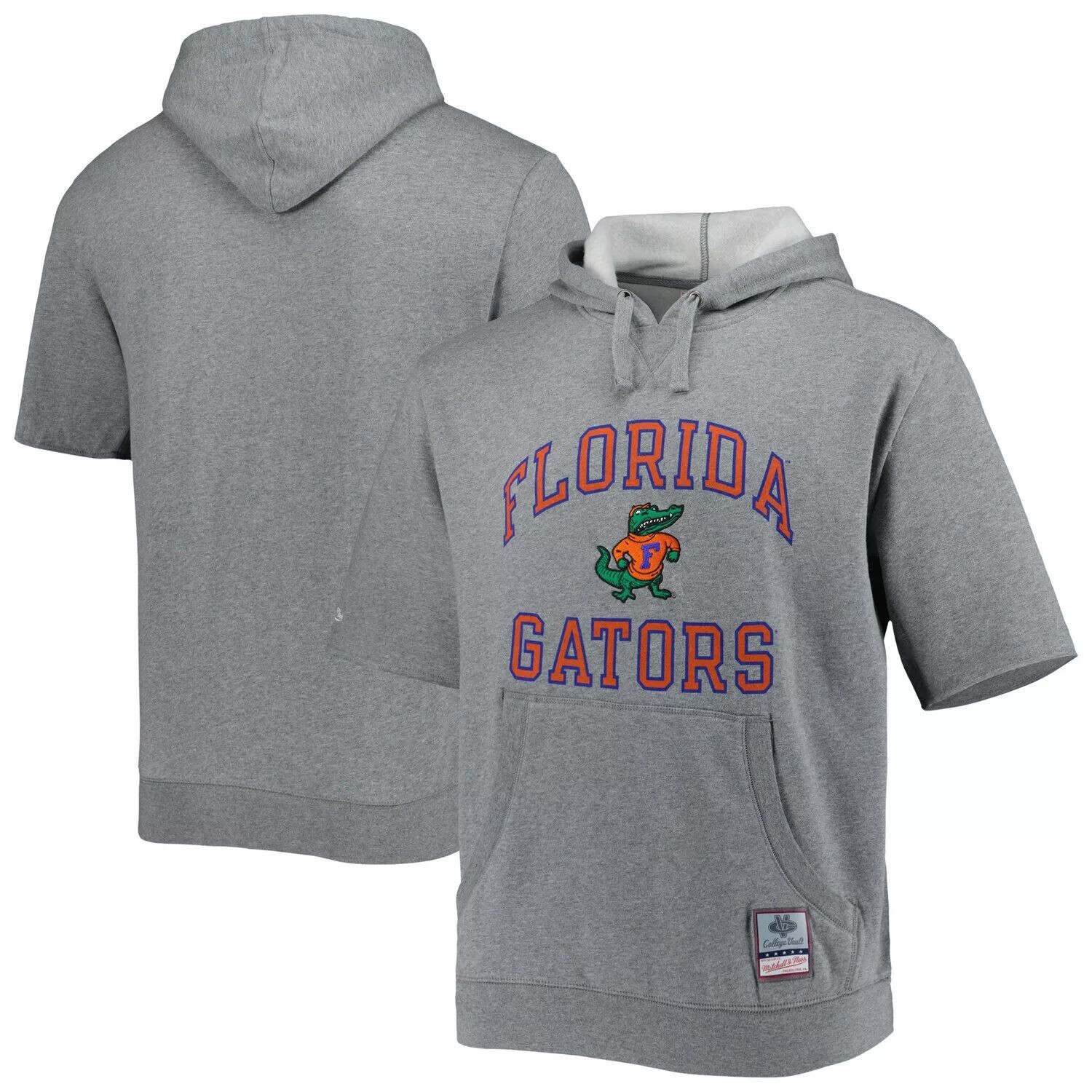 

Мужской пуловер с короткими рукавами Mitchell & Ness Heathered Florida Gators Wordmark, толстовка с капюшоном, Серый, Мужской пуловер с короткими рукавами Mitchell & Ness Heathered Florida Gators Wordmark, толстовка с капюшоном