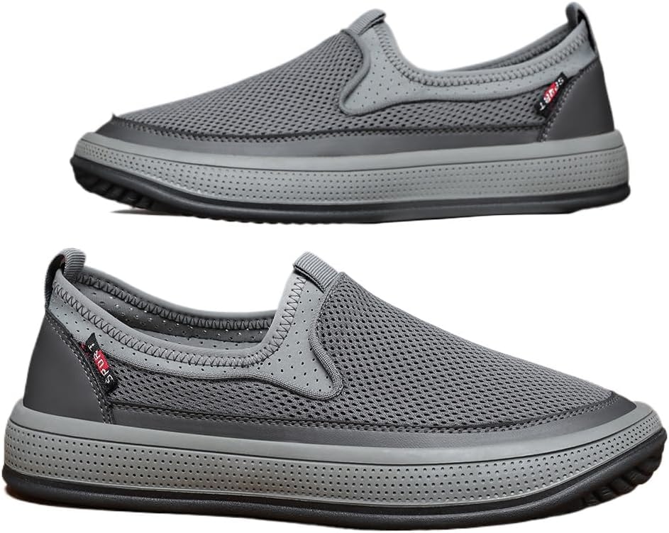 

Мужские сетчатые слипоны Hhhchpm для ходьбы- удобные лоферы, модные кроссовки, серый