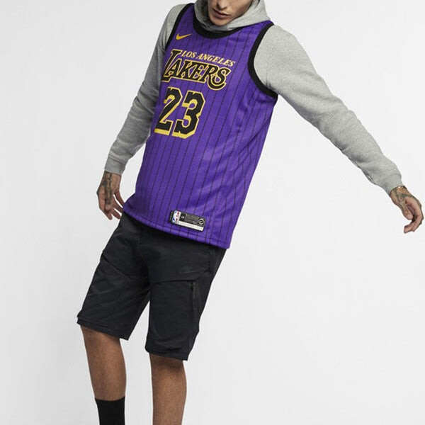 Майка Nike NBA LeBron James City Version Jersey SW Fan Edition lakers 23 Purple, фиолетовый — фото 3