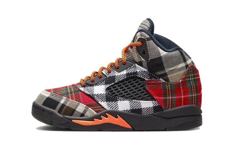 

Кроссовки 5 Retro Plaid PS Jordan, черный/белый/красный