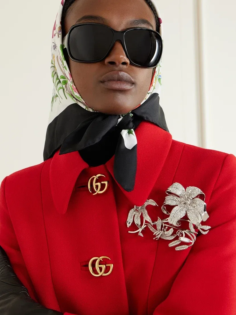 Овальные солнцезащитные очки из ацетата в форме «кошачий глаз» Gucci Eyewear, черный — фото 2
