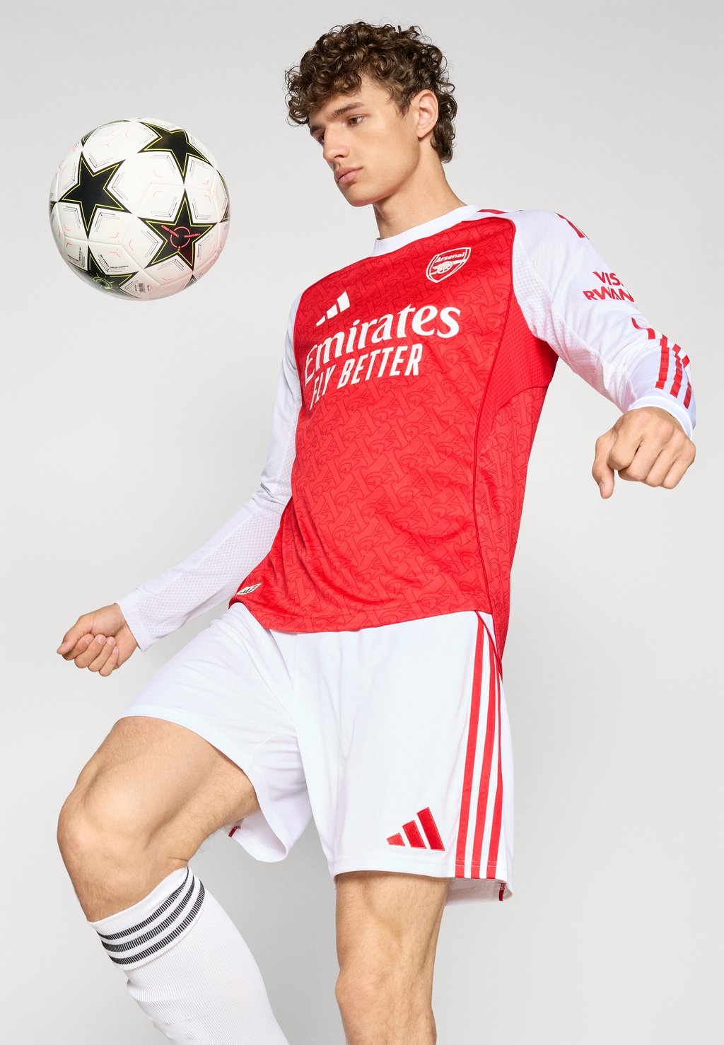 Лонгслив ARSENAL FC 25/26 HOME AUTHENTIC JERSEY LONGSLEEVE - Club wear Adidas Performance, красный — фото 4