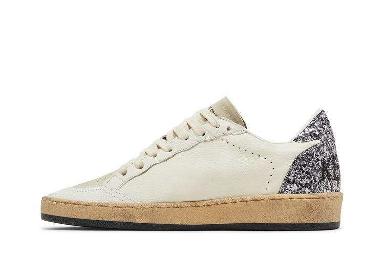 Кроссовки Golden Goose Wmns Ball Star White Beige Silver Glitter, белый — фото 3