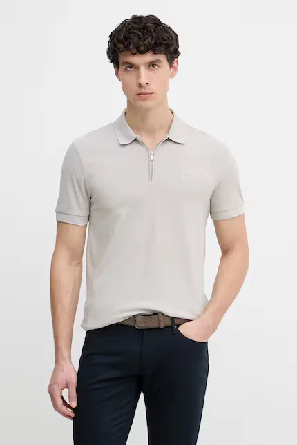 Поло slim fit BOSS Orange, бежевый