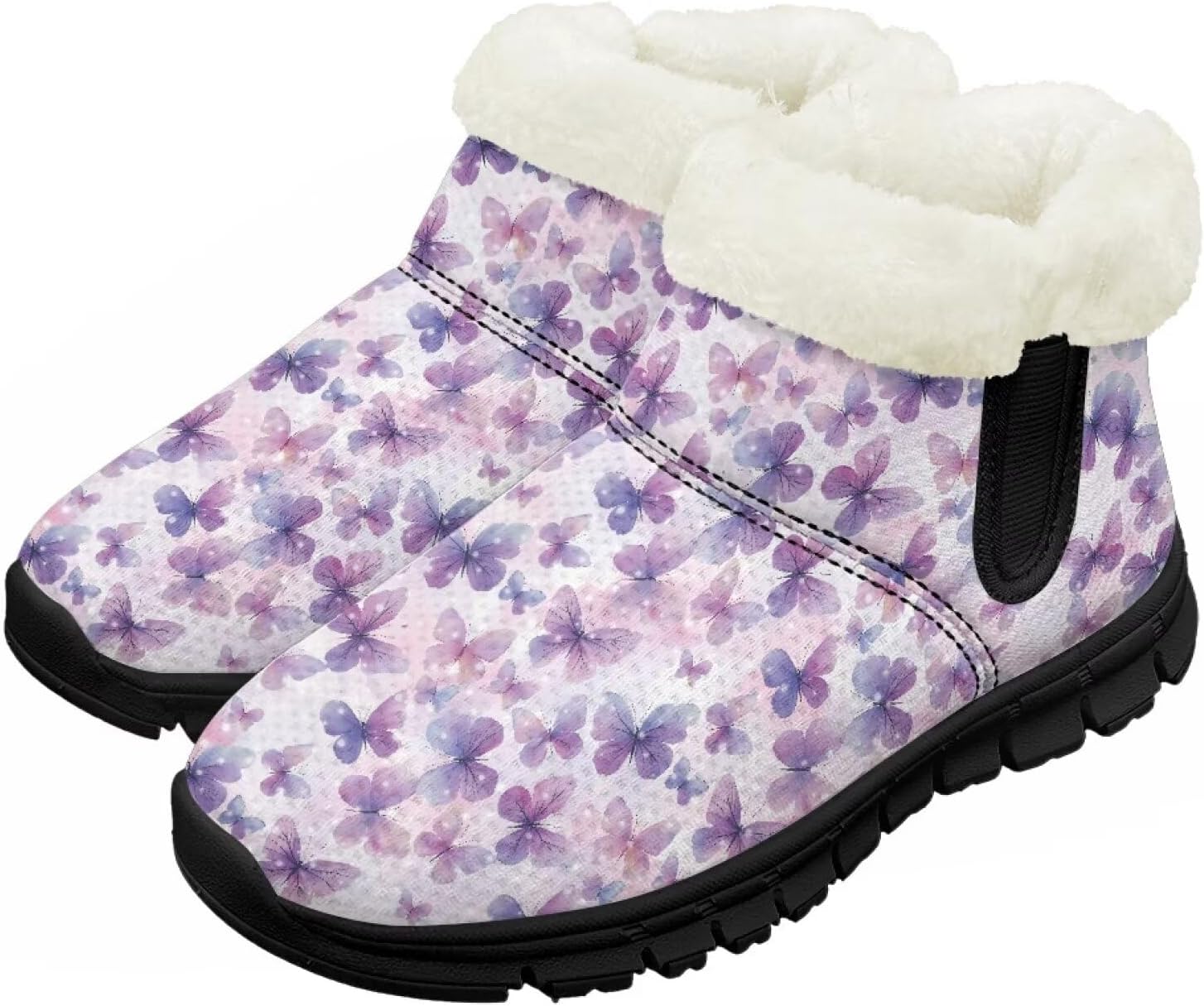 

Детские зимние ботинки Chririnla для девочек и мальчиков, нескользящие, с меховой подкладкой, теплые, для улицы, легкие в надевании и снятии, фиолетовый