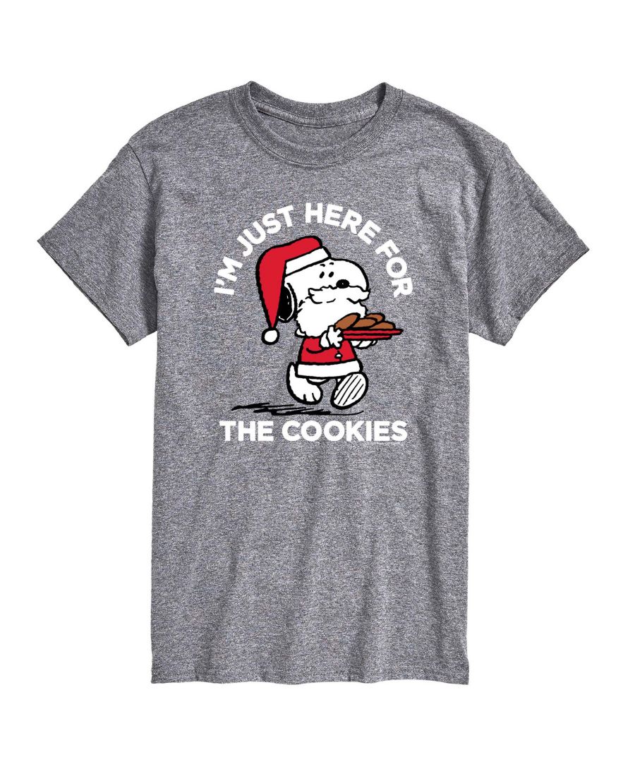 

Мужская футболка с коротким рукавом Peanuts Santa Snoopy I'M Just Here for the Cookies AIRWAVES, Athletic heather
