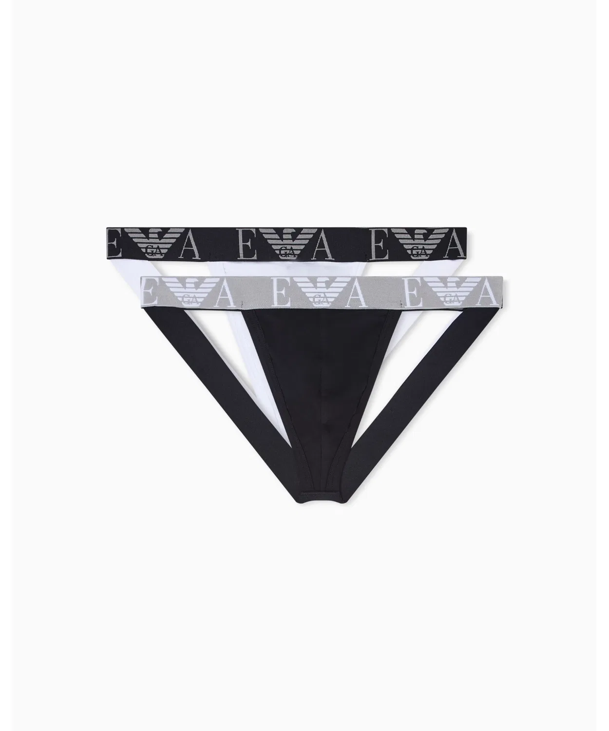 Мужские трусы-слипы 2 шт. с монограммой Bold Monogram EMPORIO ARMANI, Black/White
