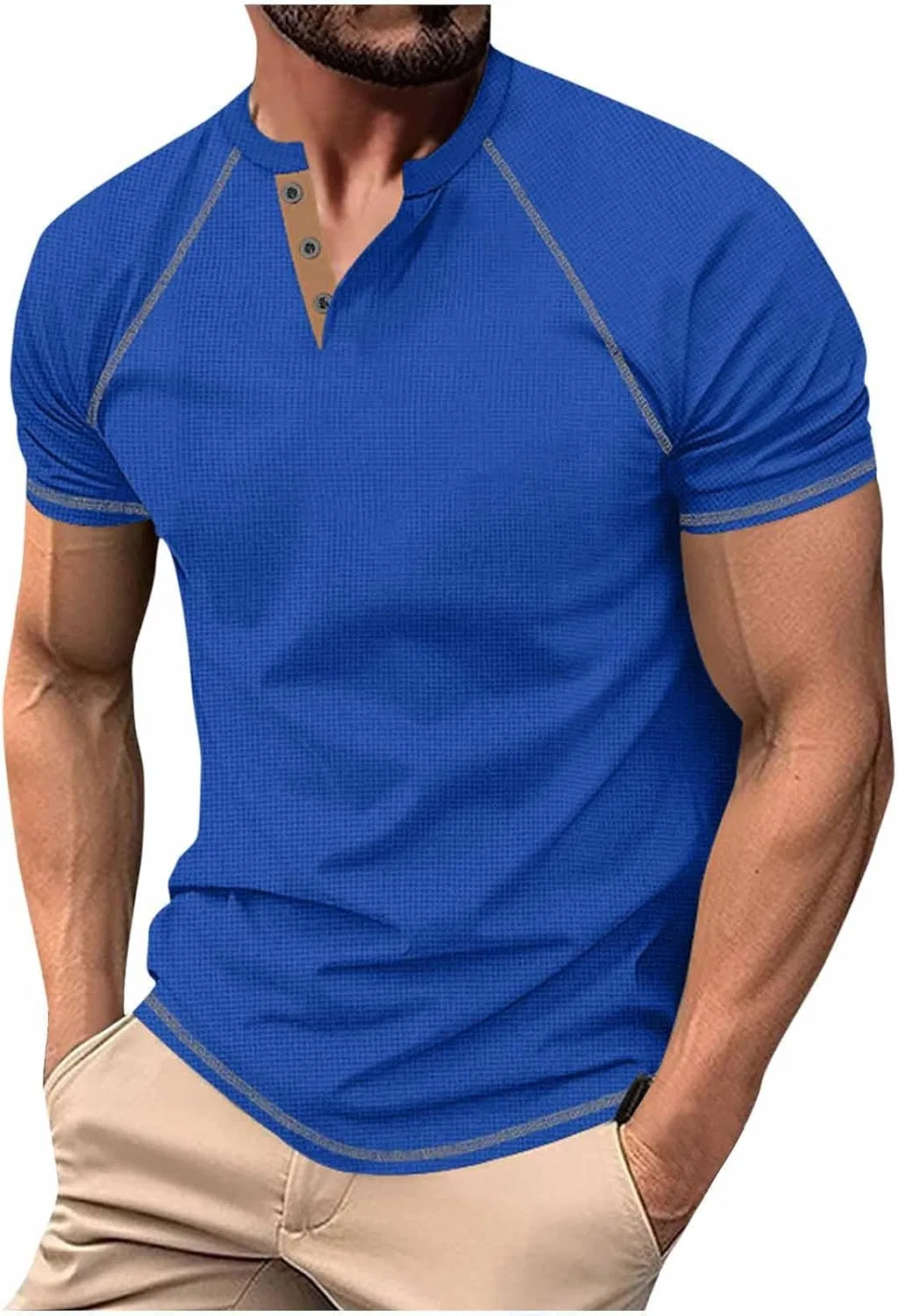 Мужская футболка поло с коротким рукавом Henley, Blue