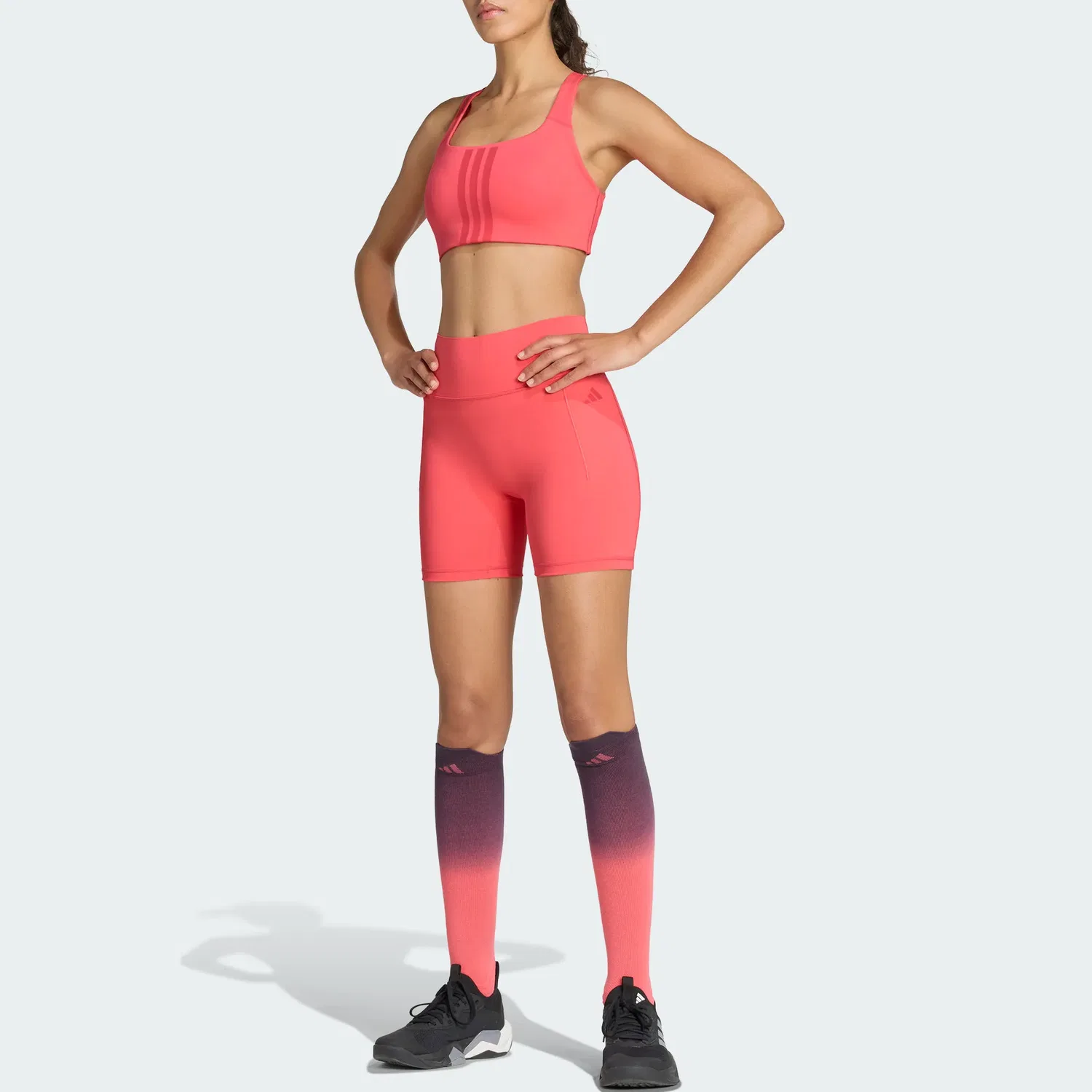 Женские спортивные шорты с принтом Swirl Neon Red Adidas, Swirl Neon Red — фото 3