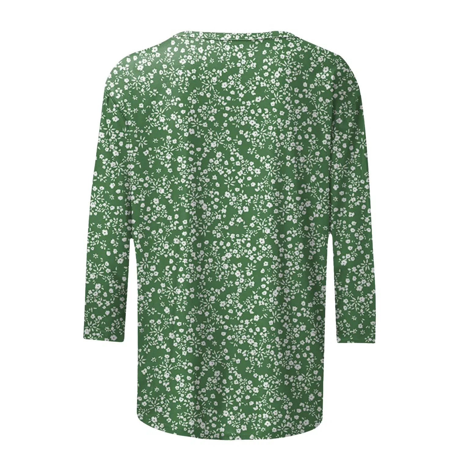 Женская блузка с принтом Plus Size T-Shirts 3/4 Sleeves T-Shirts Summer Round Neck Floral Print Casual Loose Blouses Fashion Thermal Neck, Ag #1 — фото 4