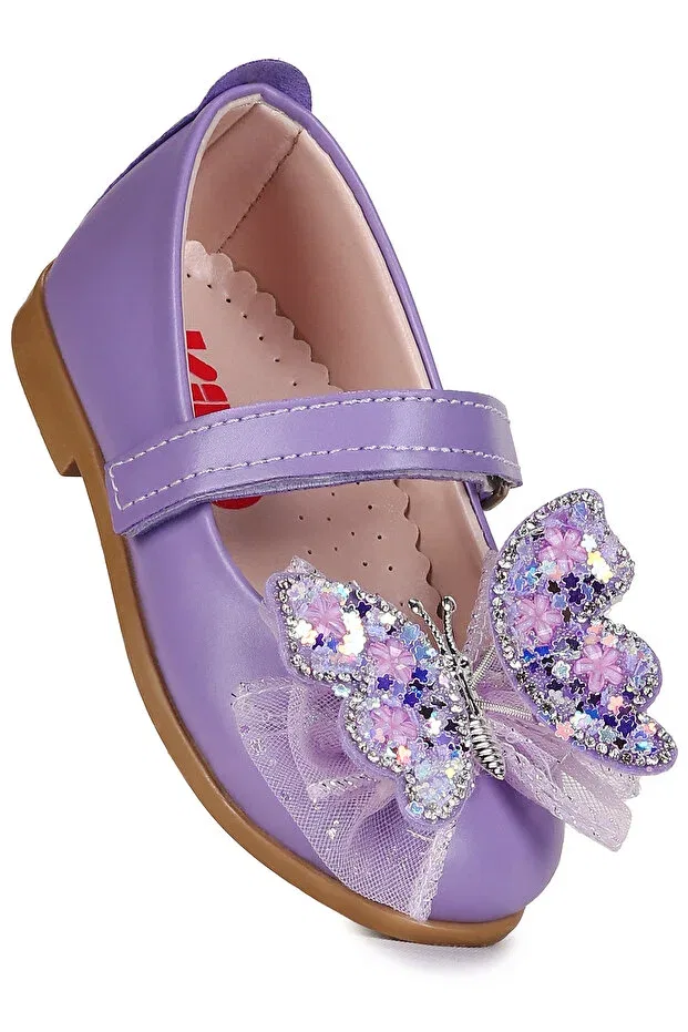 Детские балетки для девочек с принтом Fly Velcro Butterfly Accessory Kiko Kids, Lilac