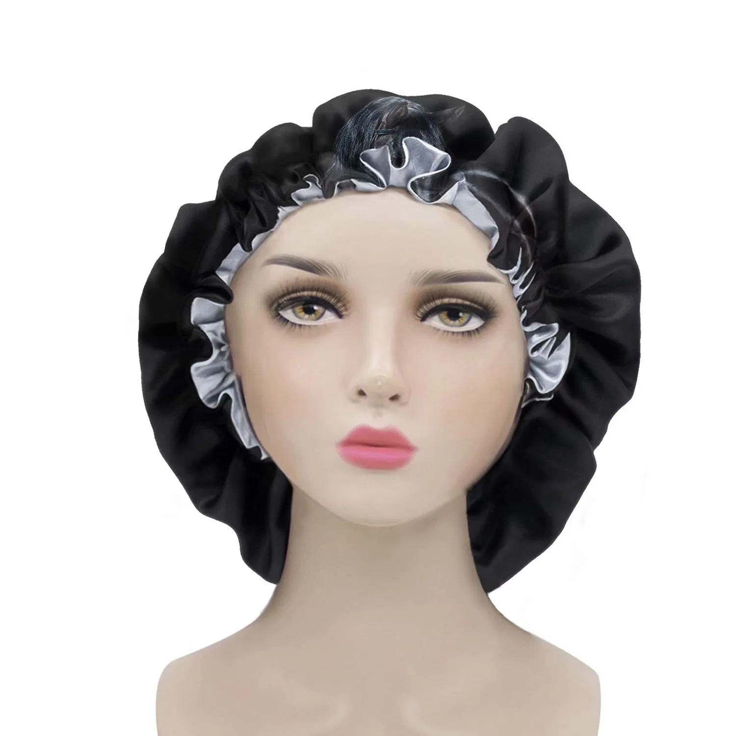 Шапочка для душа Satin Floral Cap, chaqlin, 37x37 см, Черный — фото 2