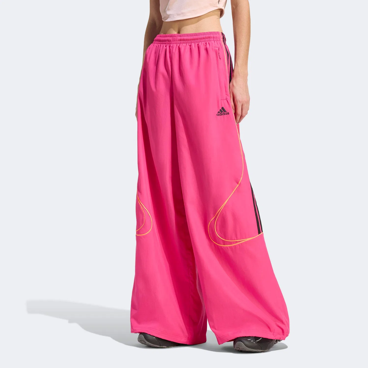 Широкие брюки Adidas Originals розового цвета