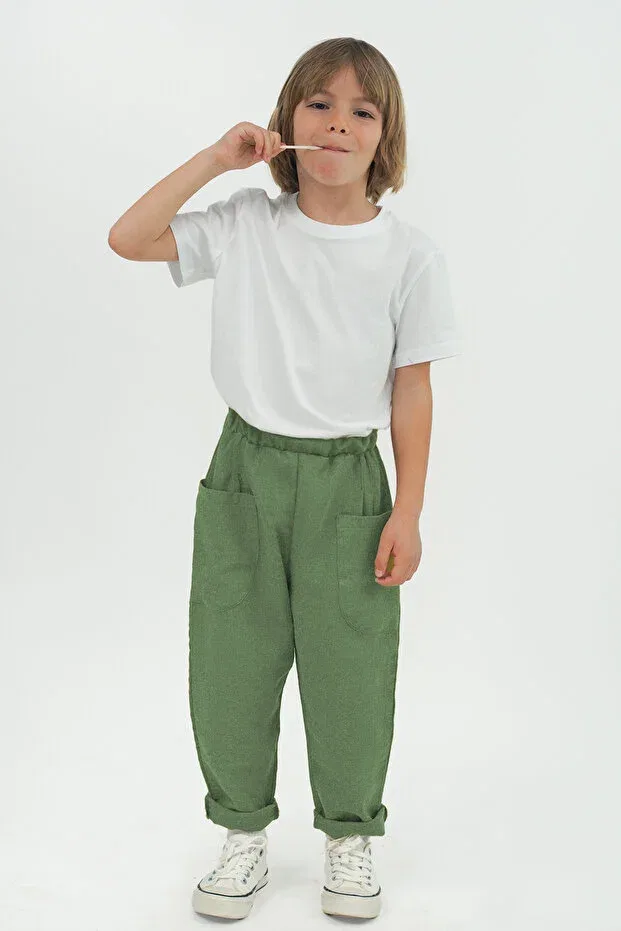 Детские брюки для девочек скинни из муслина Catz Kids, Khaki & Indigo — фото 2