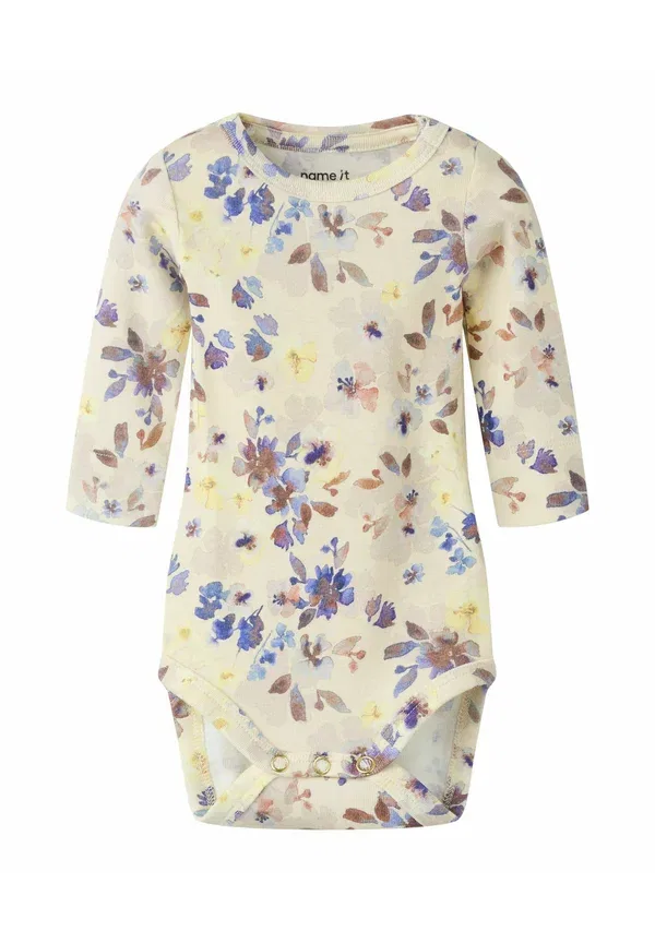 Боди rib knitted Floral Romper Name It Almond milk, молочный