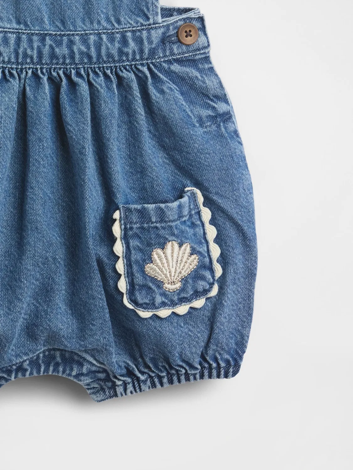 Комбинезон джинсовый Gap Bubble Short Overalls, синий — фото 3