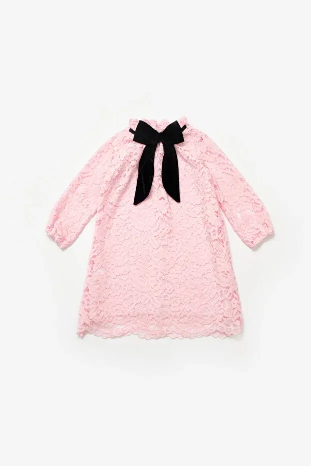 Детское платье для девочек с кружевным бантом Bessie Le Mabelle, Pink — фото 4