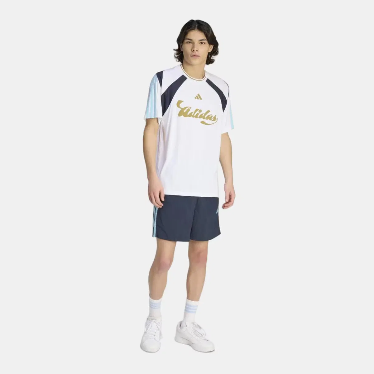 Мужская футболка, Tiro NP, adidas, белый синий — фото 3