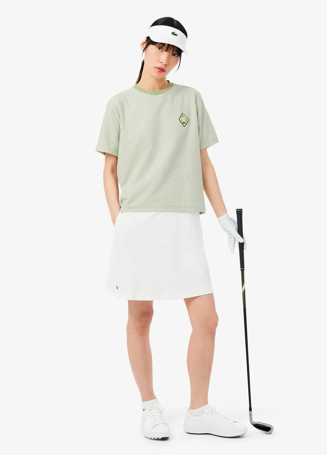 Футболка Lacoste, черный, полосатый дизайн, с логотипом гольфа — фото 4