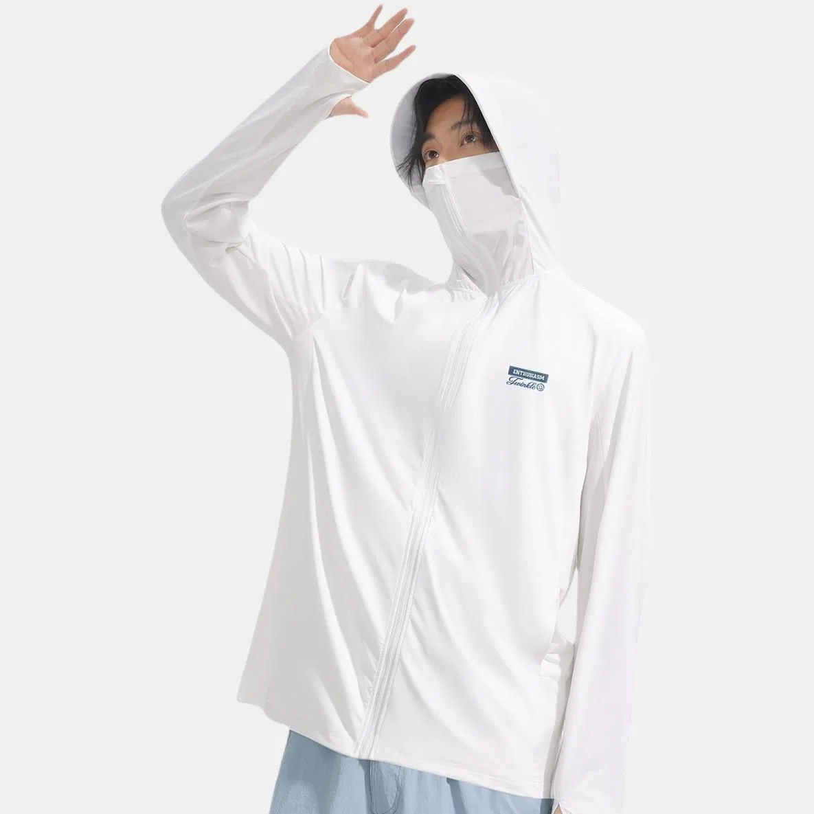 Детская защитная одежда от солнца с логотипом MINISO, White Denim Style Chest Logo — фото 4