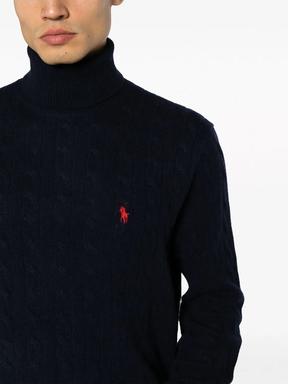 Джемпер из шерсти с косичками Polo Ralph Lauren, синий — фото 4