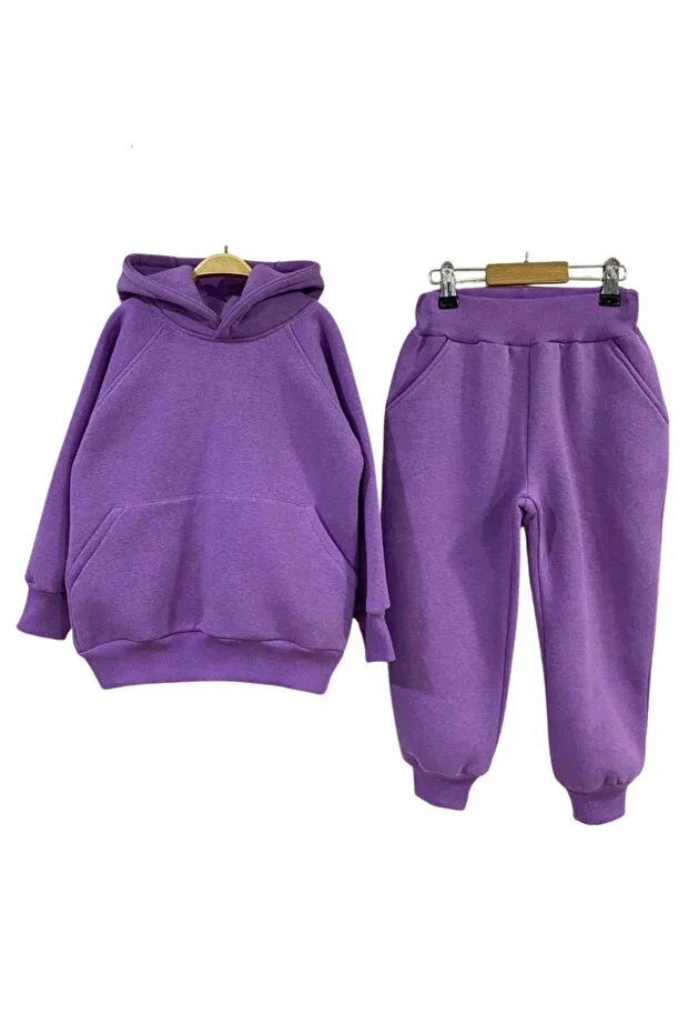 Детский комплект спортивных костюмов с капюшоном и ушками Rabbit Ear Hooded Sweatshirt Top And Bottom Set Tyyli, Lila