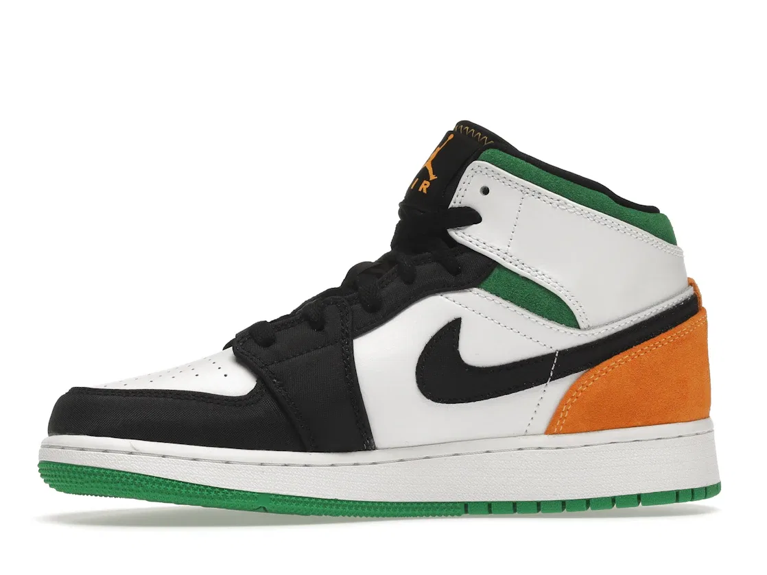 Детские кроссовки Lifestyle с принтом Jordan 1 Mid SE Jordan, White/Laser Orange-Black-Lucky Green — фото 3