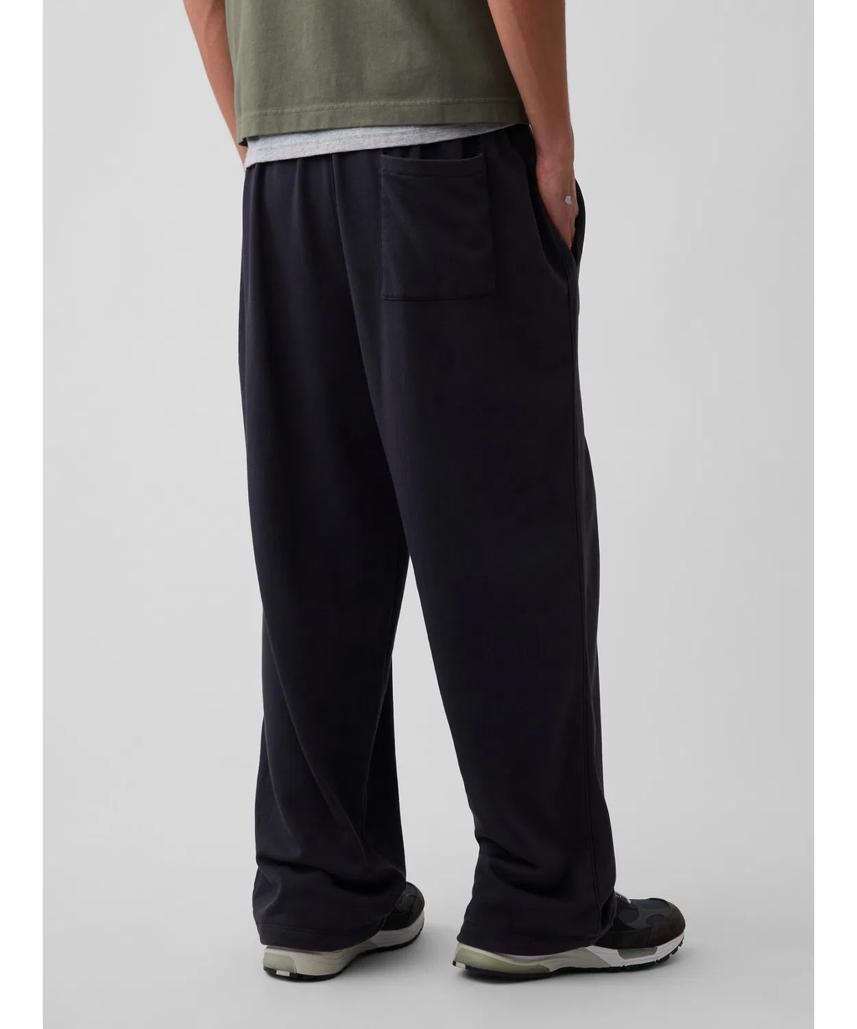 Мужские широкие спортивные штаны из футера с логотипом GAP, Black — фото 3