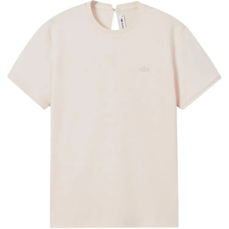 Футболка женская LACOSTE Light Nude Pink, хлопковая, с логотипом