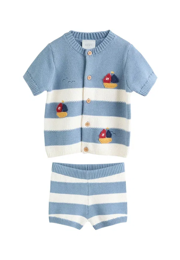 Комплект кардиган и брюки, хлопок, Set, Next Nautical Stripe, синий