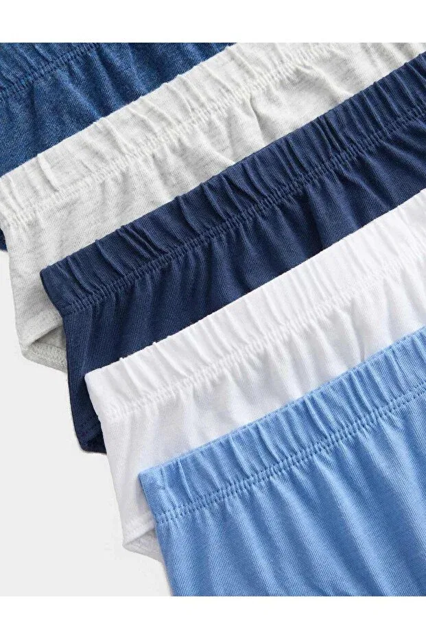 Детский комплект трусов для девочек хлопковый Marks & Spencer, Blue Mix — фото 2