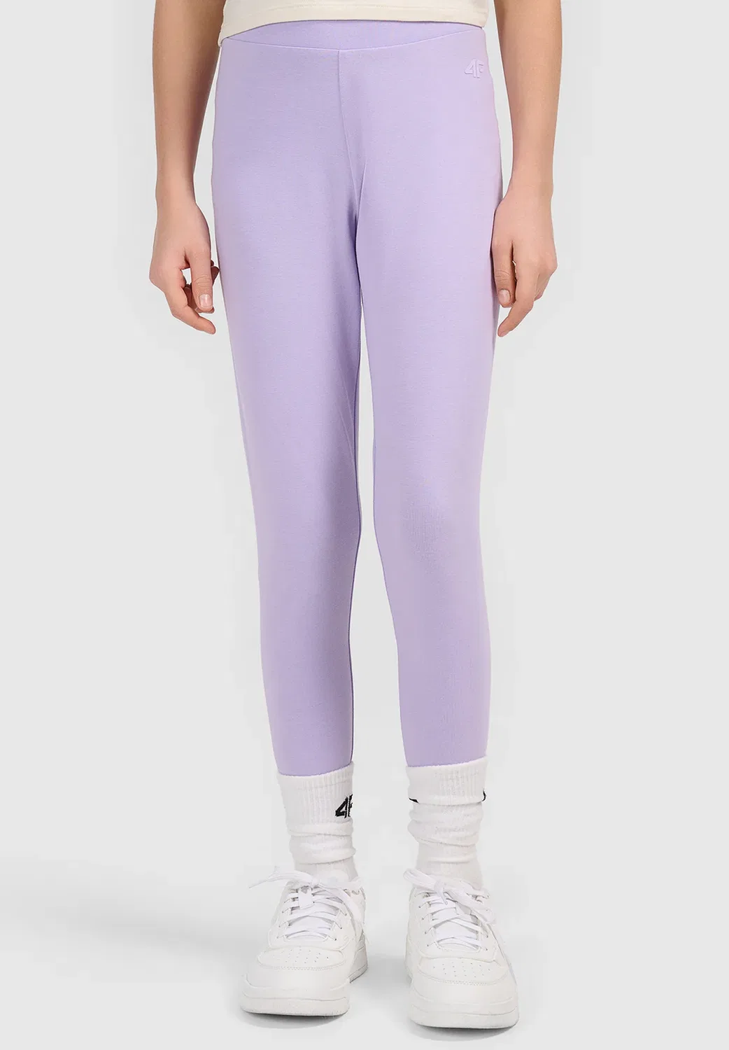 Legginsy dzianinowe dziewczęce - czarne 140 (9-10 лат) - леггинсы 4F, Violet — фото 2