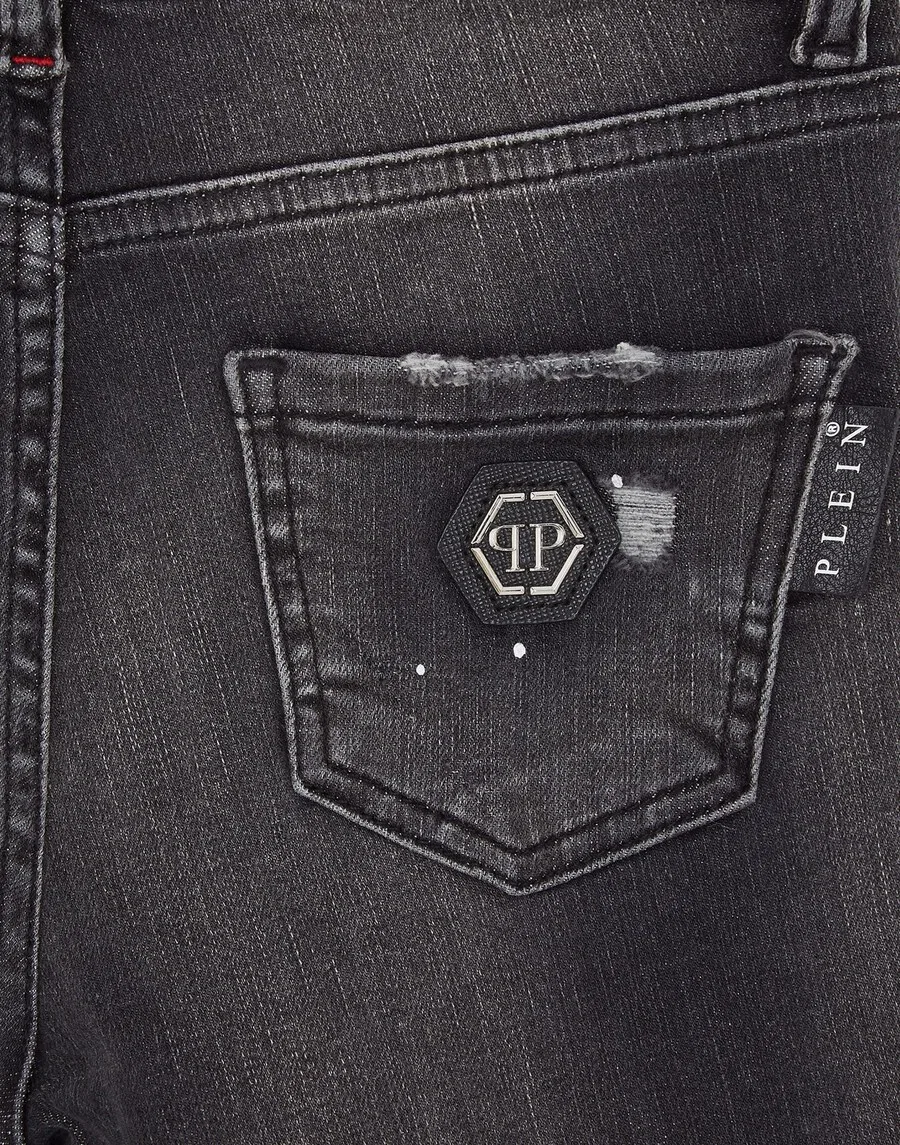 Джинсы Philipp Plein Regular Jeans 'Bulldogs' темно-серого цвета — фото 3