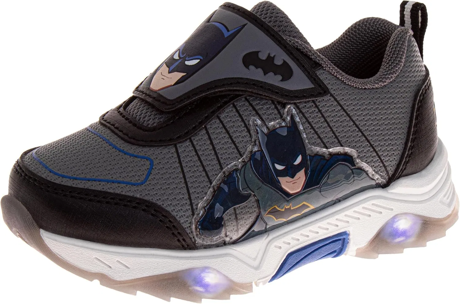 Детские кроссовки для мальчиков со светящейся подошвой MonsterJam Spiderman Paw Patrol Josmo, Grey Black
